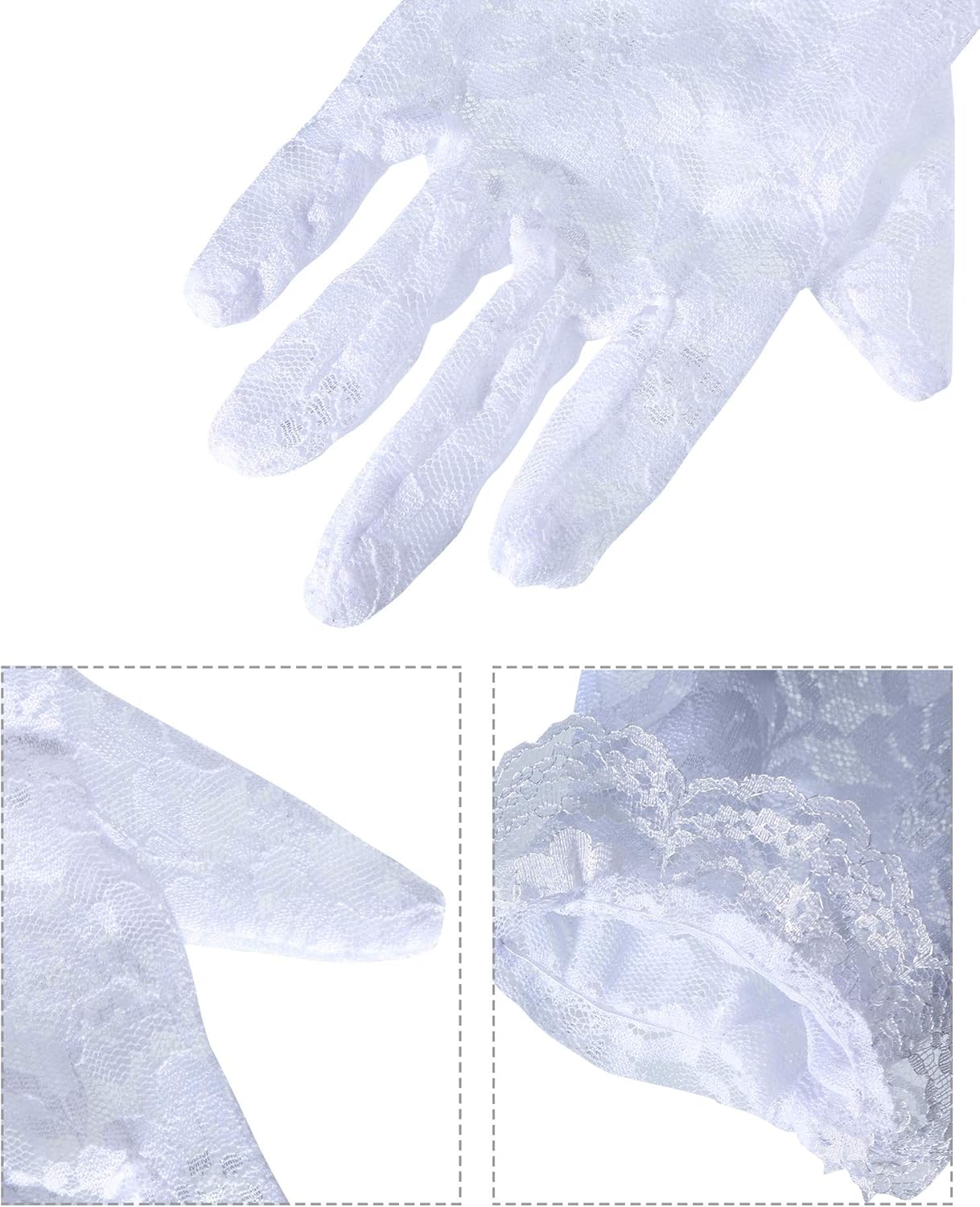 ZIBUYU® Lace Gloves for Bride Marriage Dress Gathered Rhinestone Lace Sequins Satin Bridal Party Wedding(white) ZIBUYU® Lace Gloves for Bride Marriage Dress Gathered Rhinestone Lace Sequins Satin Bridal Party Wedding(white)